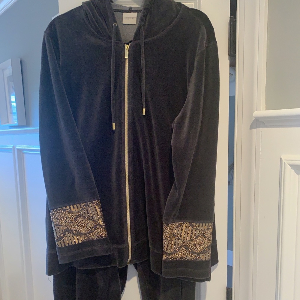 Chico's Embellished Jacket Velour Tracksuit...size XL